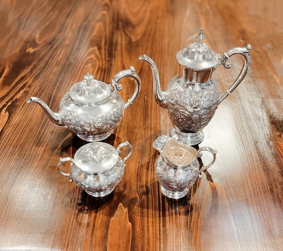Repousse by S. Kirk & Son Sterling Silver Tea Set 4 pieces