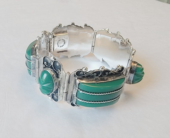 Green Onyx and Sterling Bracelet