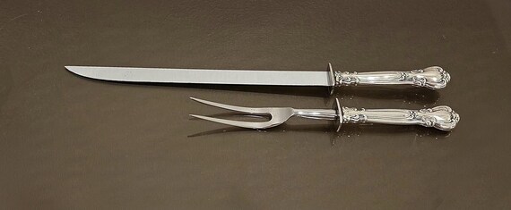 Gorham Chantilly Sterling Handle Carving Set 16” Knife 11” Fork – No Monogram – Large 2 Pc Set