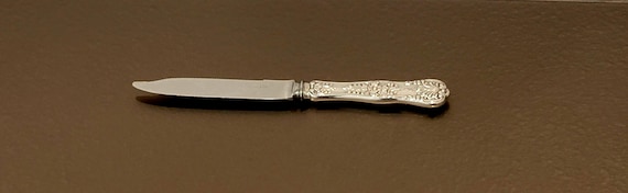 Fruit Knife - Serrated- Mono F - English King by Tiffany Sterling Silver Handle