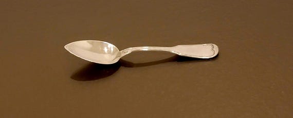 Antique Coin Silver Teaspoon – Hyde & Goodrich Retailer – Fiddleback Handle – 5-7/8 in. – Mid-19th Century