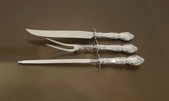Large Roast Carving Set- 3 Pieces - Melrose by Gorham Sterling Silver Handles