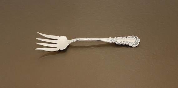 Antique H.H. Curtis & Co. Sterling Silver Sardine Fork | 4-Tine Seafood Serving Fork | Ornate Victorian Pattern | c. 1890s