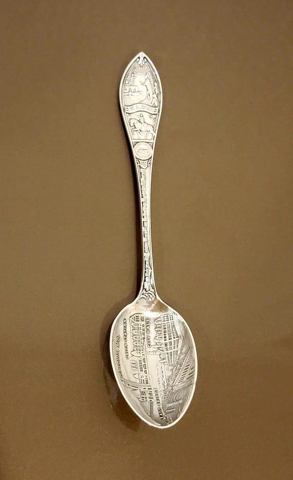 St. Louis Missouri Union Station Eads Bridge Sterling Silver Souvenir Spoon