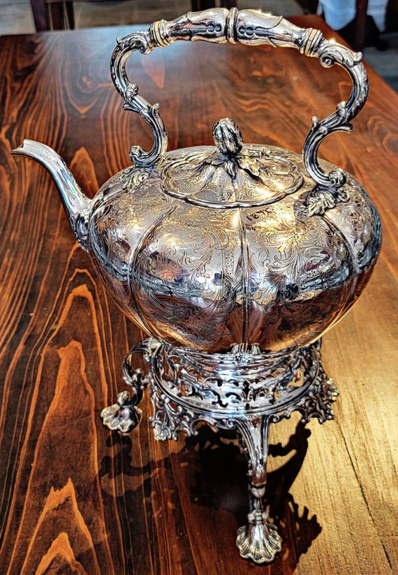 English Silver Tilting Hot Water Kettle