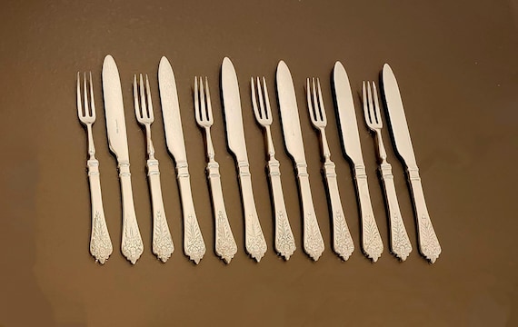 Antique Elkington Silverplate Fruit Set – 12 Pieces, Atwill & Co. Montreal Retailer, Victorian Flatware, Ornate Pattern