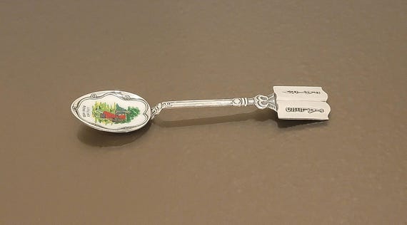 Vintage Sterling Silver “Little Red Riding Hood” Fairy Tales Souvenir Spoon – 5" – Oechsle & Price, Florissant MO – Made in Germany – Enamel