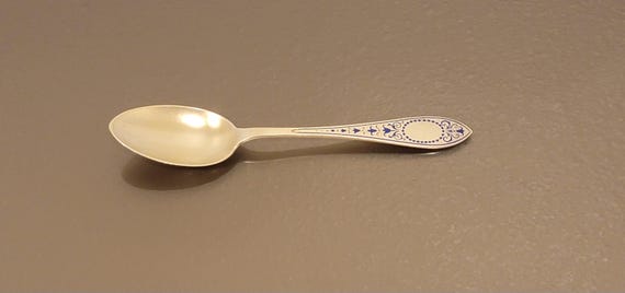 Sterling Silver Vermeil and Enamel Decorative Teaspoon by Lunt