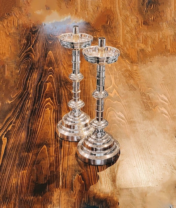 Sterling Silver Ecclesiastic Candle Stick Holders 20"