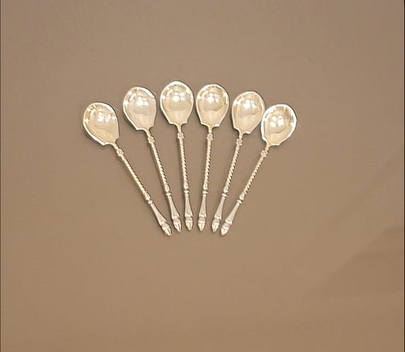 Set of 6 German Silver Hoof Handle Chocolate Spoons