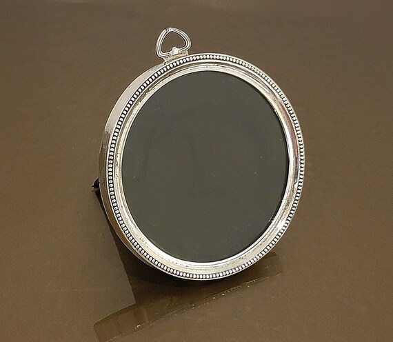Antique Webster Sterling Silver Round Picture Frame – 3-1/2" Diameter – Beaded Edge
