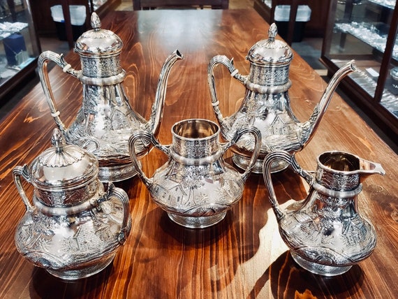 Gorham Sterling 5 piece Scenery Tea Set