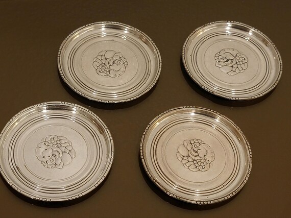 Georg Jensen of Denmark Set of 4 Sterling Silver Coasters