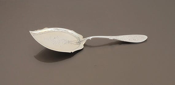 Hand Engraved Ice Cream Server - Honeysuckle by Whiting Sterling Silver 8-5/8"