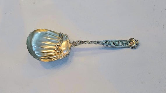 Berry Spoon - Dresden by Whiting Enamel Vermeil Sterling Silver