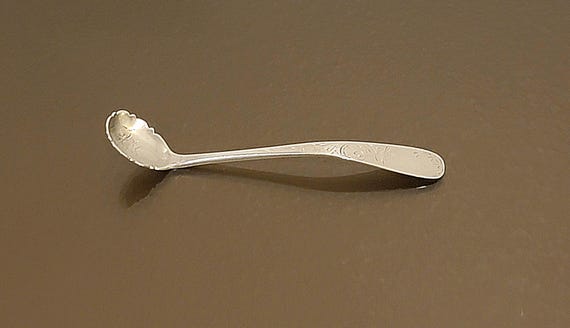 Sterling Silver Mustard Ladle - Hand Engraved circa 1890