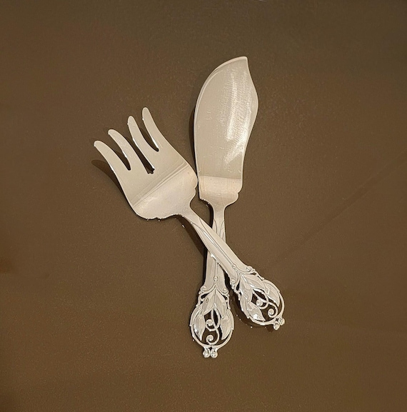 Antique Danish Sterling Silver Fish Server Set – Art Nouveau Jugendstil – Circa 1900