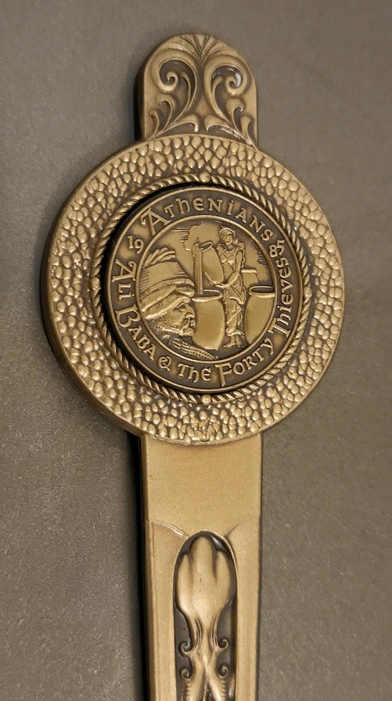 1985 Krewe of Athenians Mardi Gras Letter Opener – Ali Baba & The Forty Thieves – New Orleans Ball Favor – Vintage Collectible