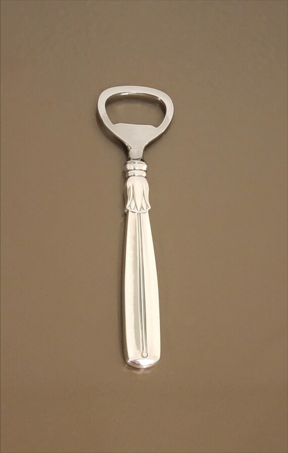 Bottle Opener- Silver Lotus by W & S Sorensen Sterling Handle