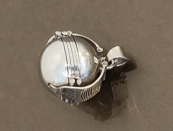 Sterling Silver Globe Locket Pendant – Mexican .925 Artisan-Made Sphere Locket – Expanding Orb Pendant with 6 Interior Panels –Vintage Taxco