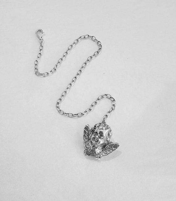 Silver Angel Baby Pacifier Clip