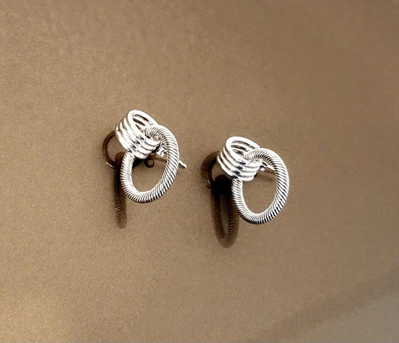 Sterling Silver Hoop Post Rope Earrings