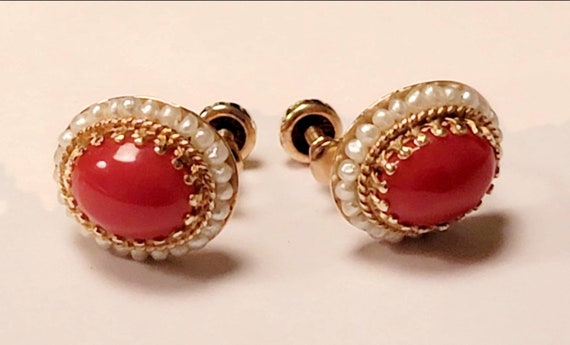 14k Gold Coral Earrings