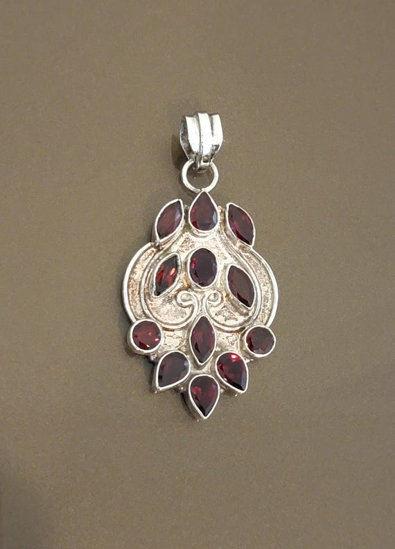 Sterling Silver and Garnet Pendant