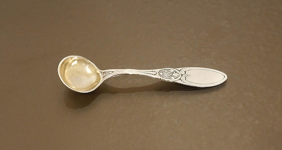 Sterling Silver Master Salt Spoon Gold Wash Bowl by Krider & Biddle 3-1/2"