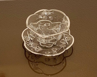 Sterling Silver Overlay Crystal Bowl and Underplate