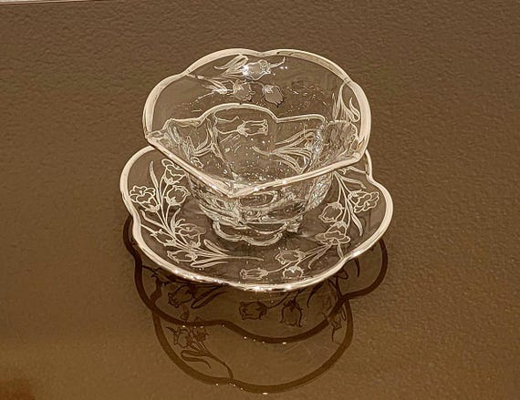 Sterling Silver Overlay Crystal Bowl and Underplate