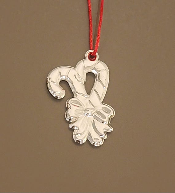 Silver Candy Cane Christmas Ornament