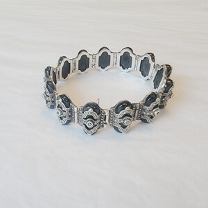Onyx and Marcasite Sterling Bracelet