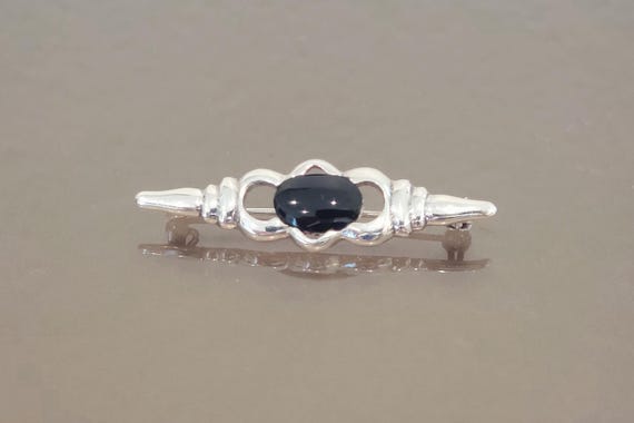 Sterling Silver and Black Onyx Bar Pin
