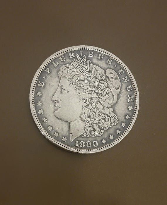 1880 Morgan Silver Dollar – 90% Silver – High Silver Value – Antique U.S. Coin – AU Condition – Historic American Currency