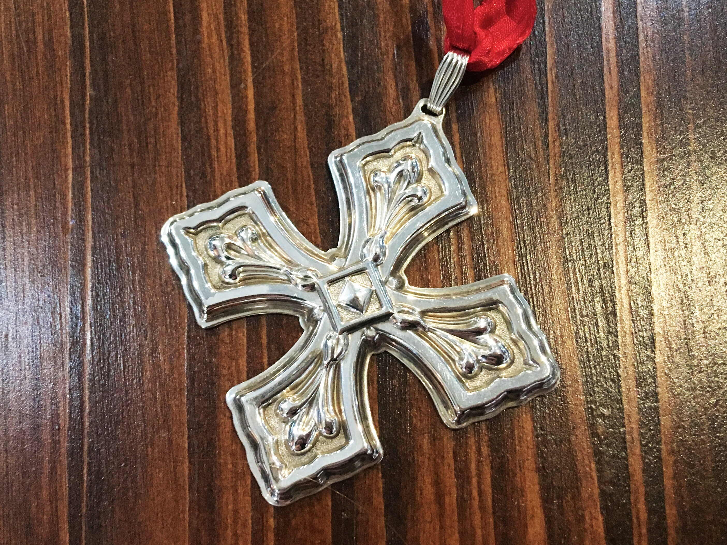 Sterling Silver Christmas Cross Ornament by Reed Barton 1981