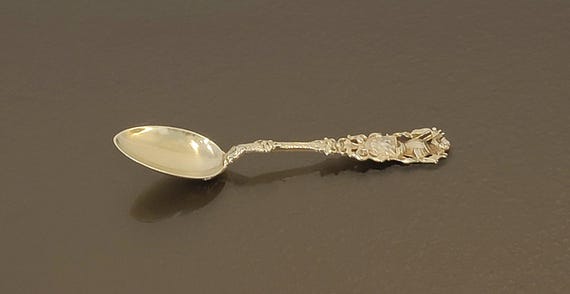 Antique Gorham Sterling Silver Gilt Teaspoon – Hand-Made – Fully Gilt – 5-1/2" – Ornate Figural Handle