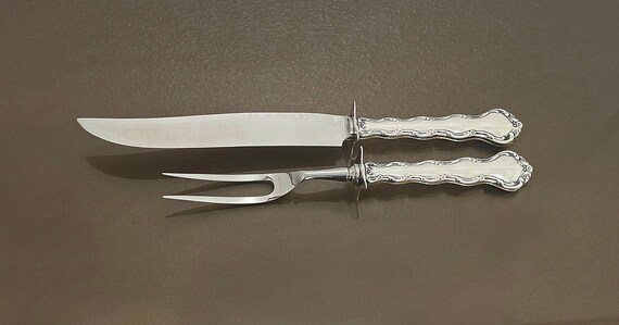 Reed & Barton Tara Sterling Handle Small Carving Set Knife Fork 2 Pc Vintage Silverware