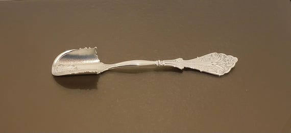 George B. Sharp Sterling Silver Cheese Scoop – 7-5/8" Ornate Victorian Aesthetic