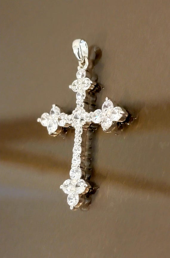 Sterling and CZ Pendant Cross