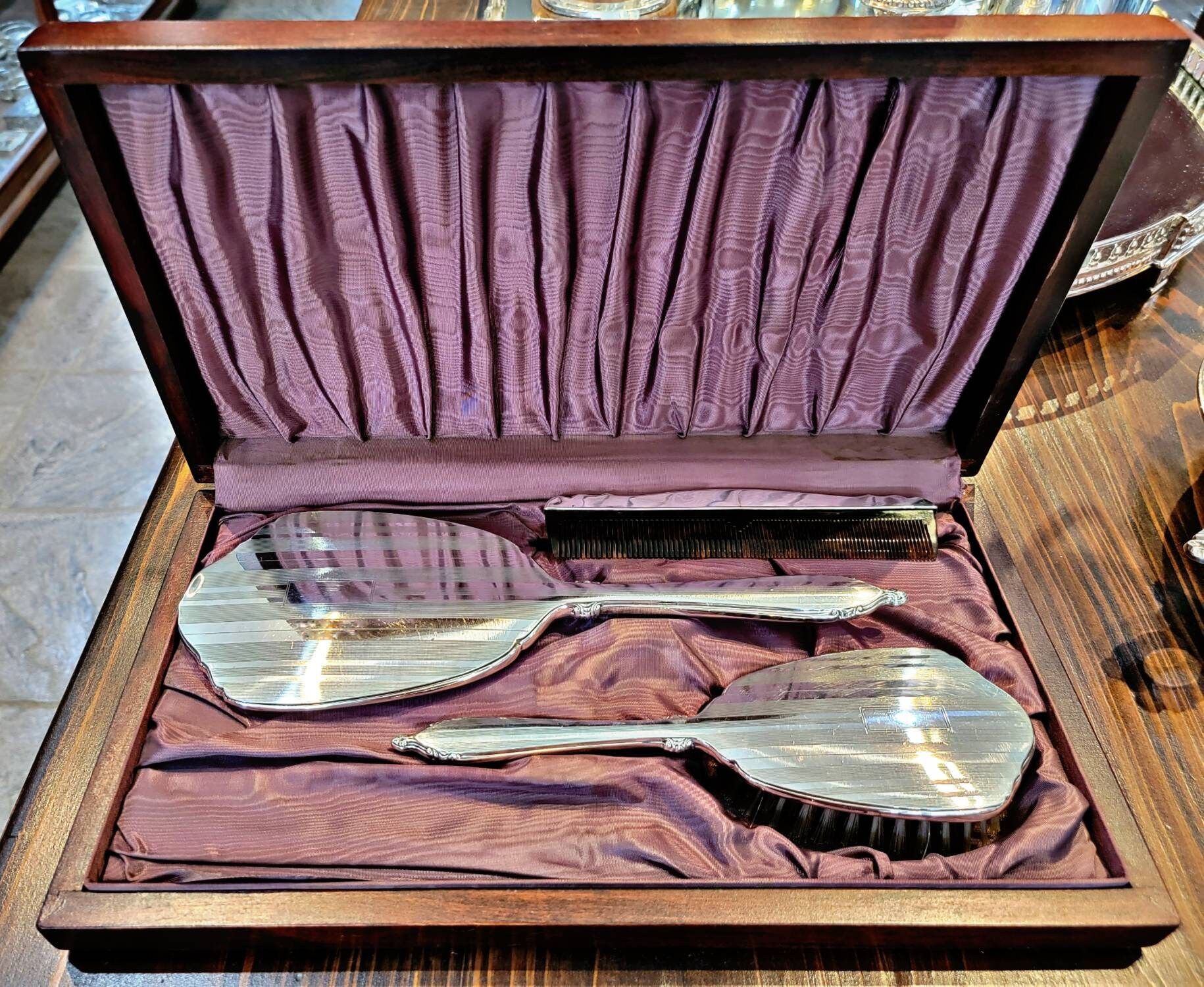 sterling silver dresser set Sterling Silver King Bedroom 5 Piece Set (King Bed + Dresser + 1 Nightstand + Mirror + Chest)