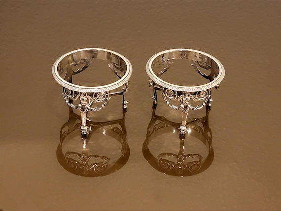 Solid Silver Cellar Holders (Pair)
