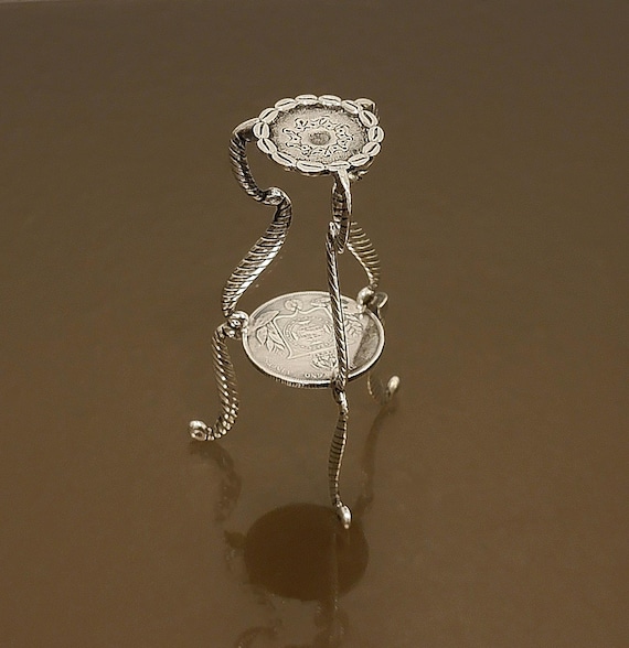 Antique Victorian Coin Silver Ring Stand 1860 Peruvian 1000 Reis Coin Serpent Leg Jewelry Holder Rare