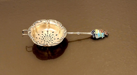 Birks Vermeil Sterling Silver and Enamel Tea Strainer