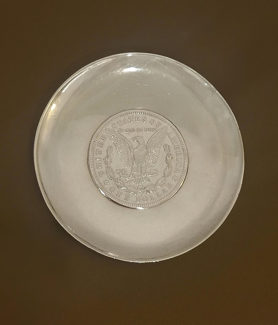 1.60 Troy Ounce .999 Fine Silver Morgan Dollar Round Dish – 1921 Design – Handcrafted Silver Bowl