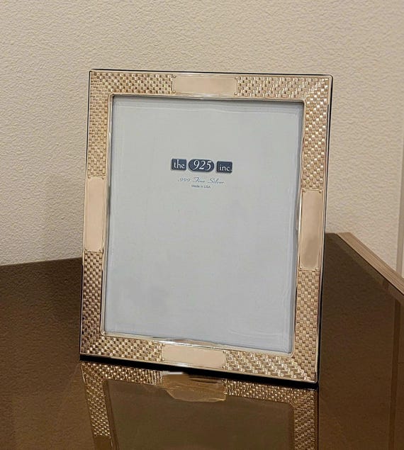 Sterling Silver 8 x 10 Picture Frame - Modern Basket Weave Design