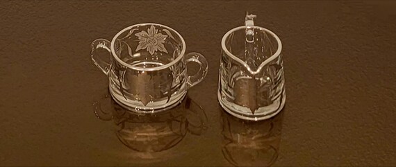 Sterling Silver Overlay Crystal Creamer & Sugar