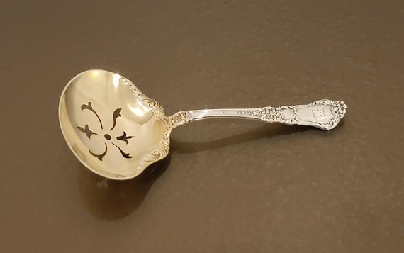 Pierced Bon Bon Spoon - Baronial (Old) by Gorham — Sterling Silver - Pat. 1898
