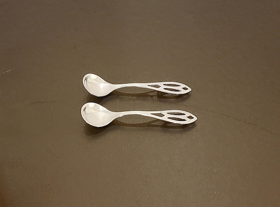 Pair of Openwork Sterling Silver Salt Spoons