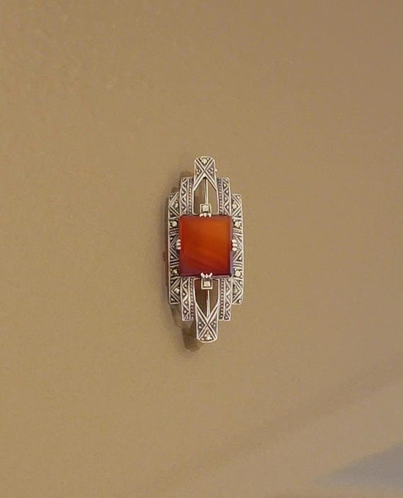 Antique Art Deco Sterling Marcasite Pin